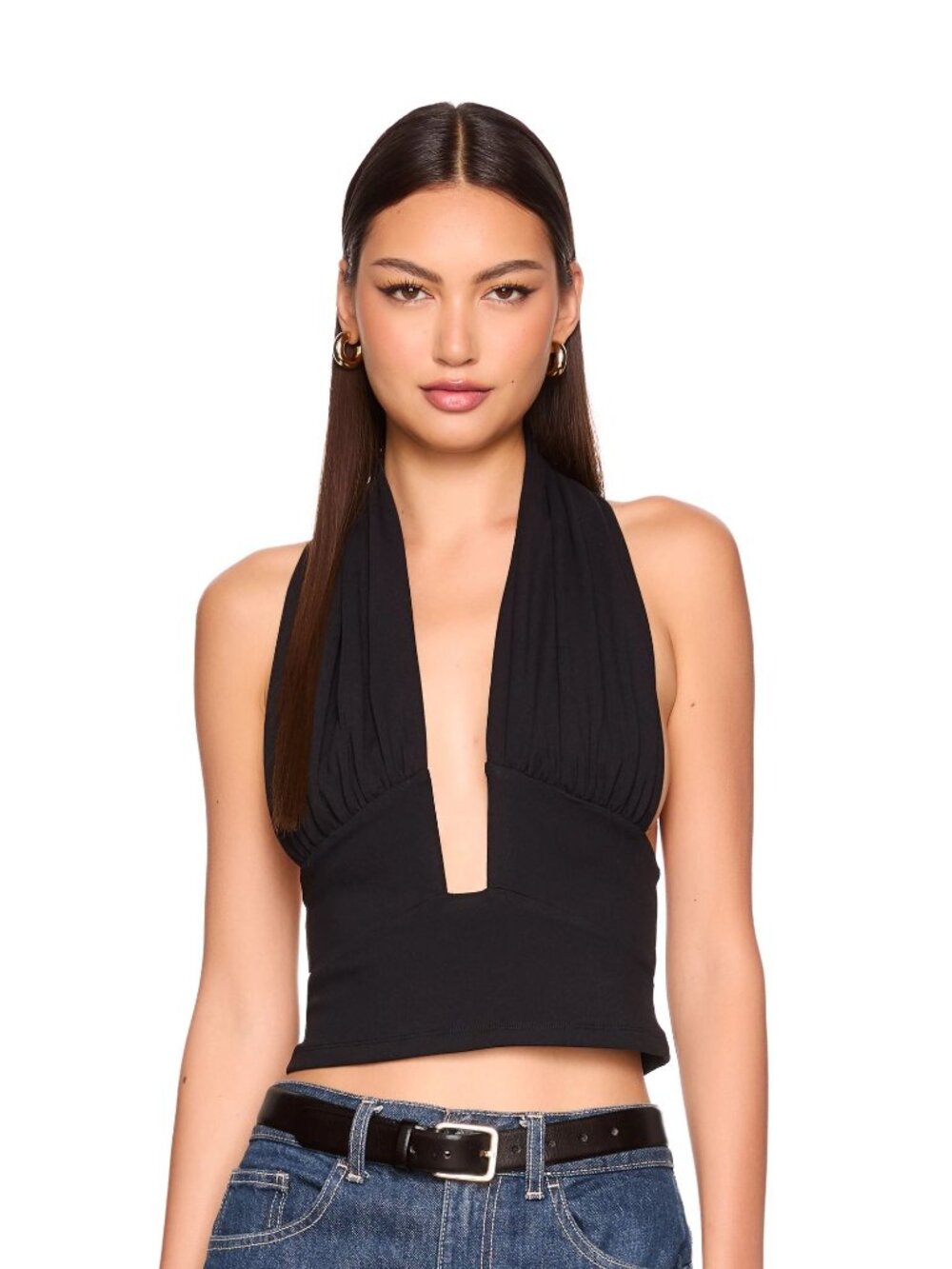SM-55. Susana Monaco Halter Gathered Top Alternate Color Orange Peel